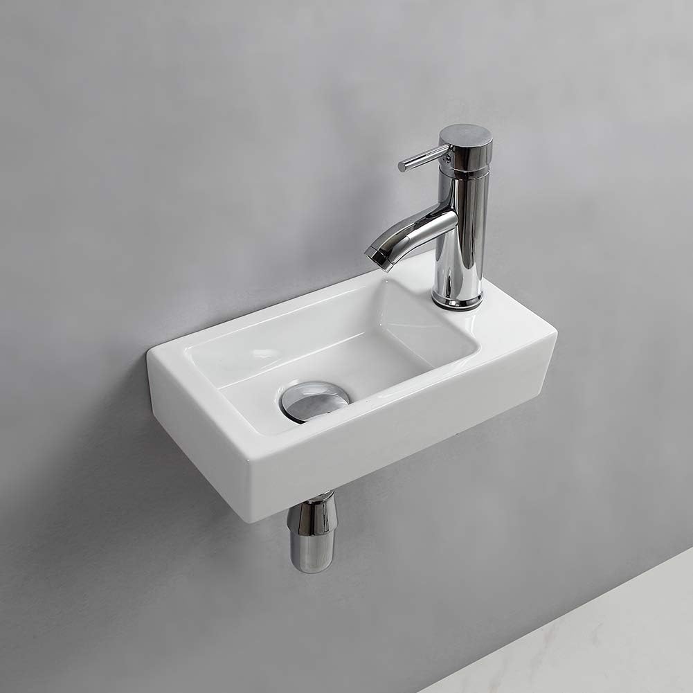 Waschbecken zur Wandmontage, klein, rechteckig, Keramik, rechts Moderne, Moderne