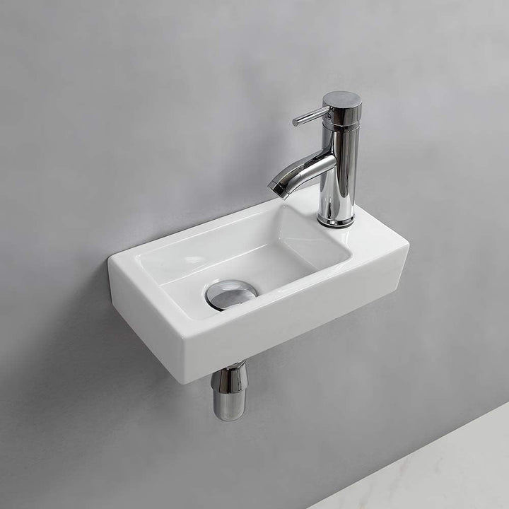 Waschbecken zur Wandmontage, klein, rechteckig, Keramik, rechts Moderne, Moderne