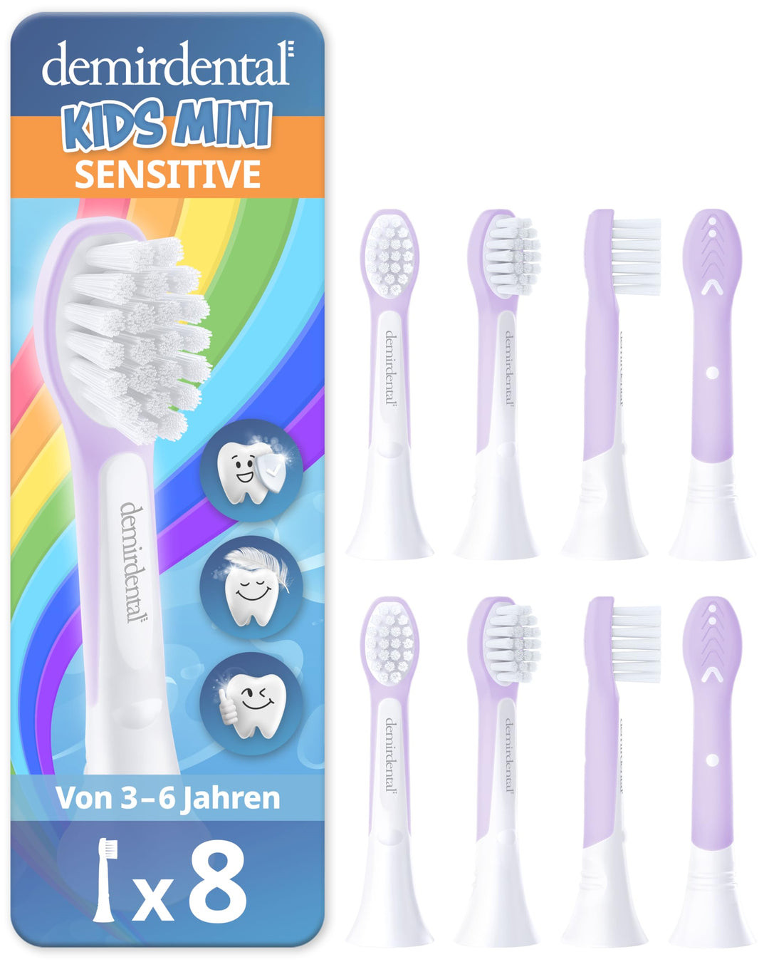 demirdental Kinder Ersatzbürsten passend für Philips Sonicare Kids, Compact Mini Bürstenköpfe für 3-