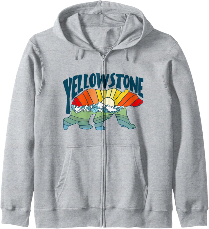 Yellowstone Colorful Abstract Nature Grizzly Bear Silhouette Kapuzenjacke