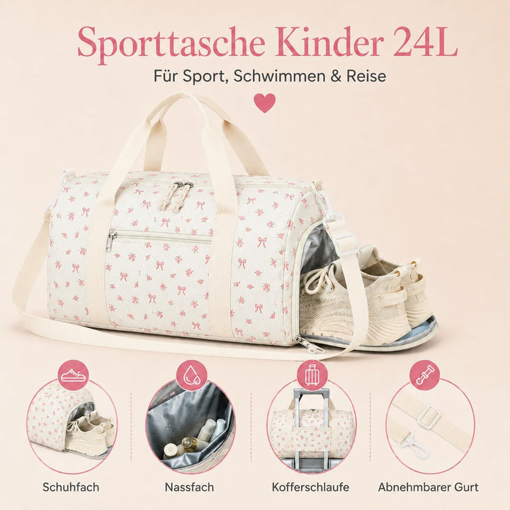 LOIDOU Sporttasche Reisetasche Frauen Mädchen Jungen Sporttasche mit grossem Schuhfach Nassfach Spor