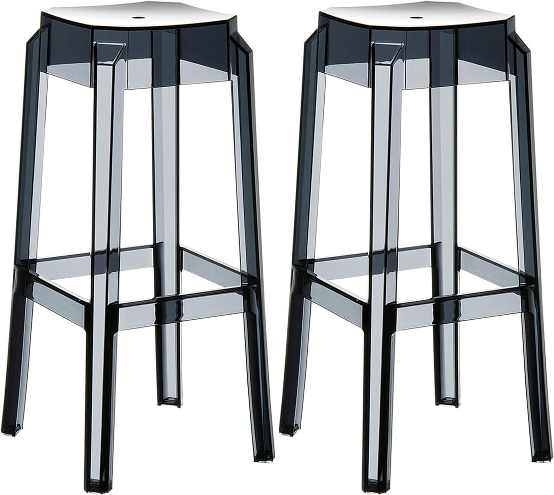 CLP 2er Set Barhocker FOX Aus Kunststoff I 2 x Stapelbarer Hocker Mit Fussstütze, Farbe:schwarz, Sch