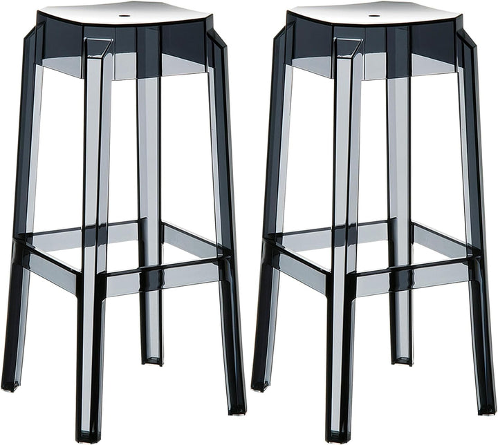 CLP 2er Set Barhocker FOX Aus Kunststoff I 2 x Stapelbarer Hocker Mit Fussstütze, Farbe:schwarz, Sch