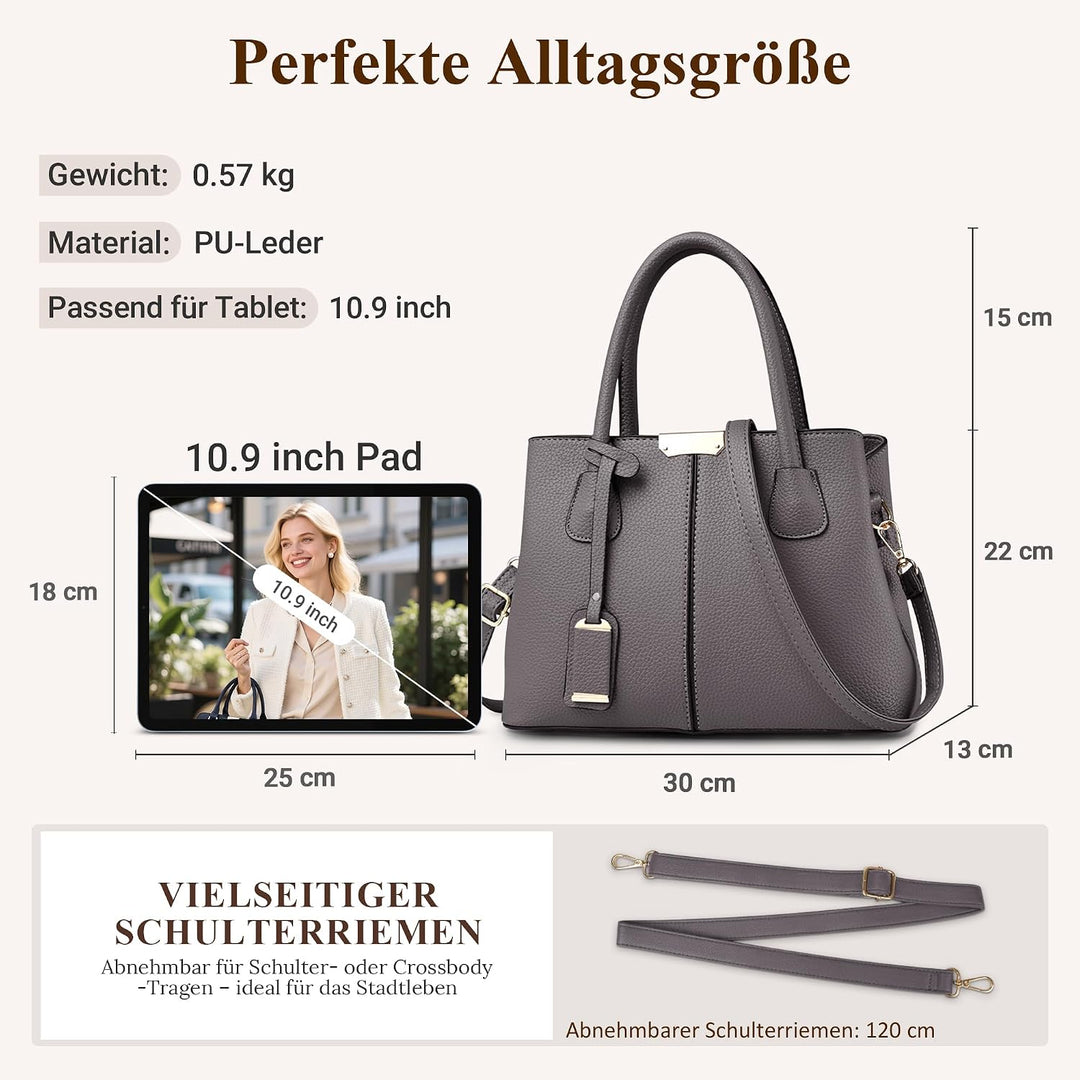 DIRRONA Elegant Damen Handtasche Schultertasche Gross Kapazität Umhängetasche Beiläufig Reise Tasche