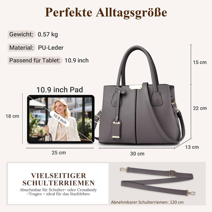 DIRRONA Elegant Damen Handtasche Schultertasche Gross Kapazität Umhängetasche Beiläufig Reise Tasche