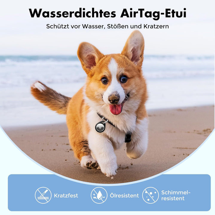 UNBREAKcable 360° Schutzhülle für AirTag [4er-Pack], TPU Vollschutz Schlüsselanhänger mit 304 Edelst