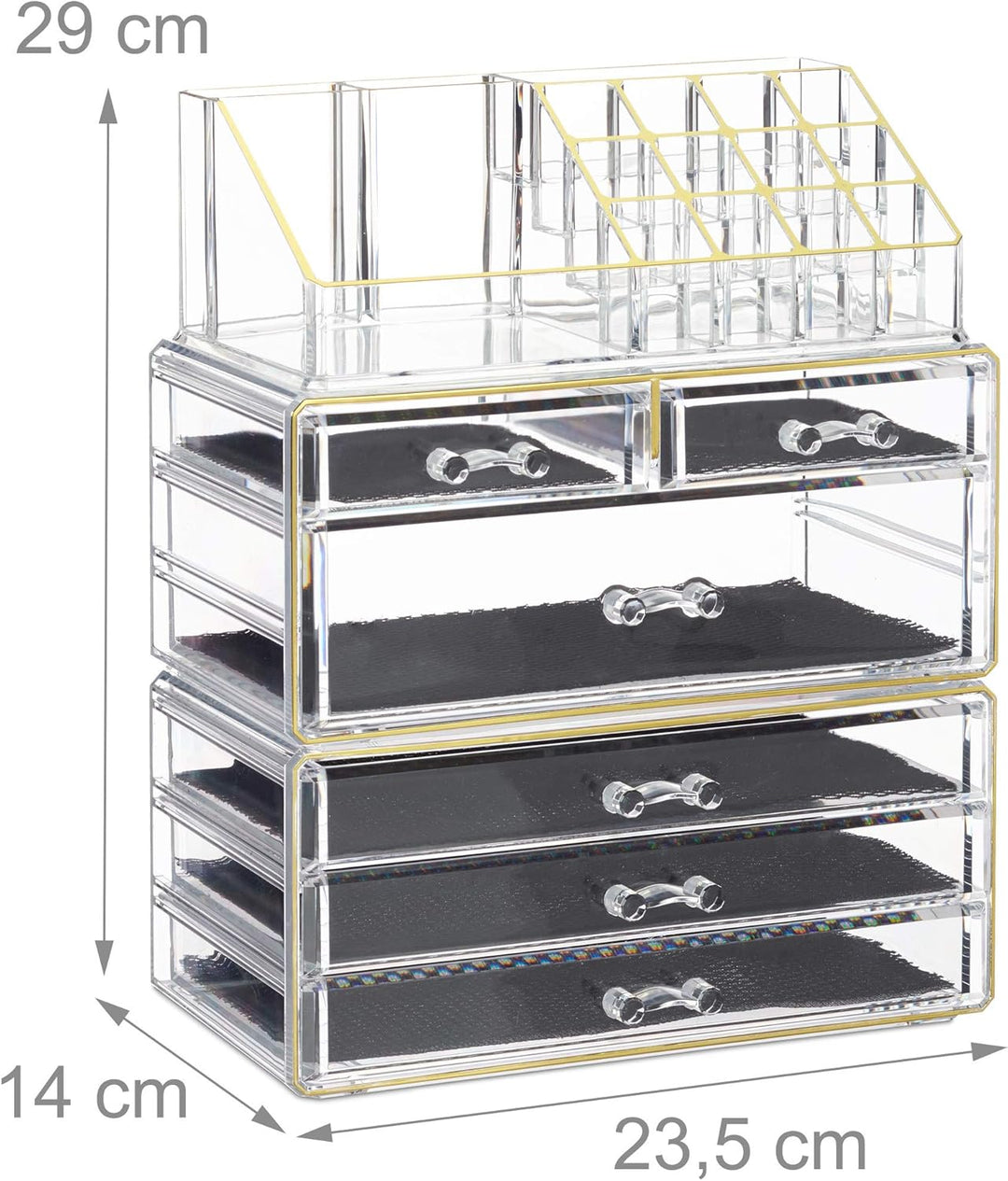Relaxdays 2 x Kosmetikorganizer mit 6 Schubladen, je 22 Fächer Make Up Organizer, Schmink-Aufbewahru