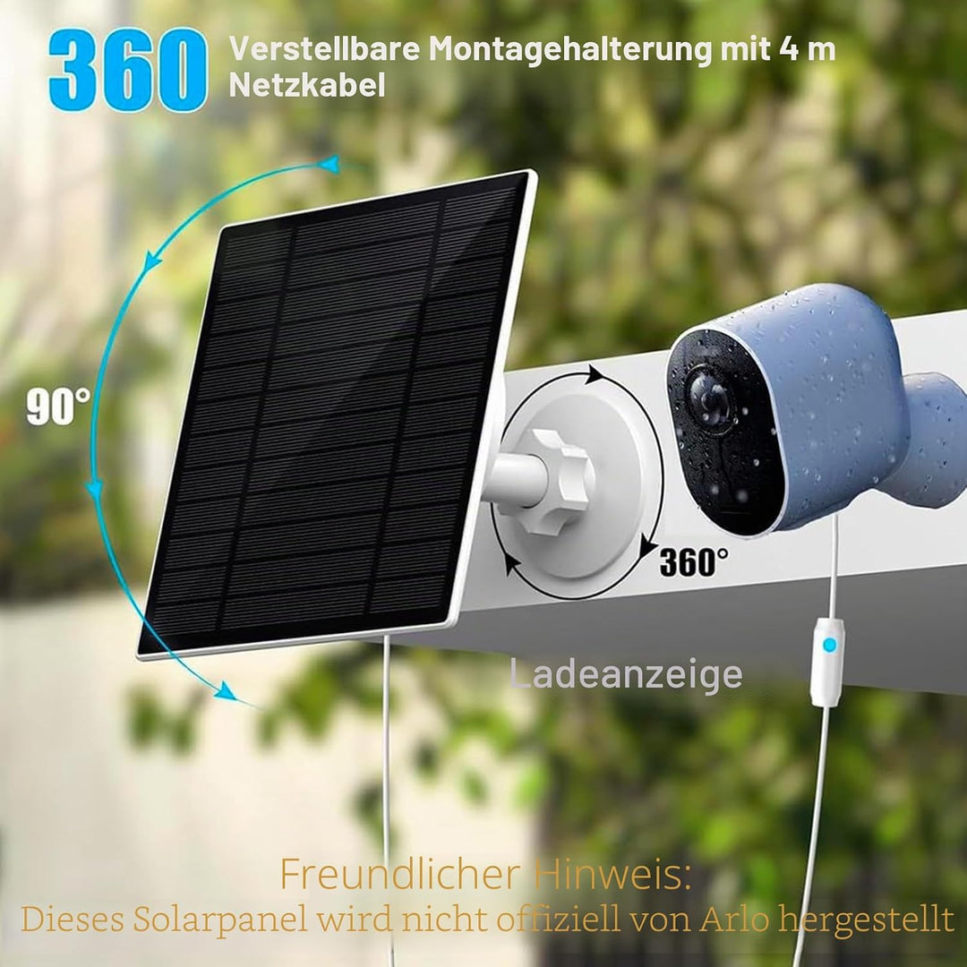 2 Stück, mit Ladewarnung, Atemlicht. 6W/5V Solarpanel, kompatibel mit Arlo Ultra, Ultra2/2XL, Pro3/4