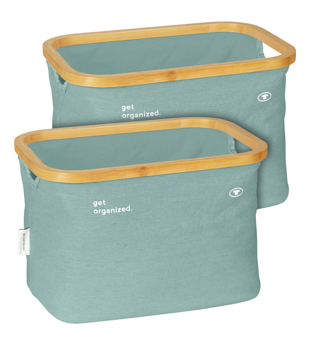 TOM TAILOR Aufbewahrungskorb, 2er Set, praktischer Organizer mit Bambusrahmen, Moderne Aufbewahrungs