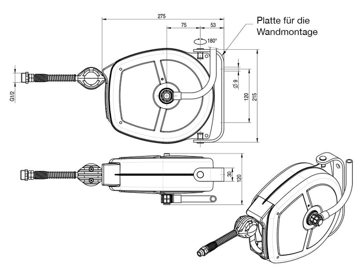 GGM Gastro Schlauchaufroller 5m mit Waschbrause
