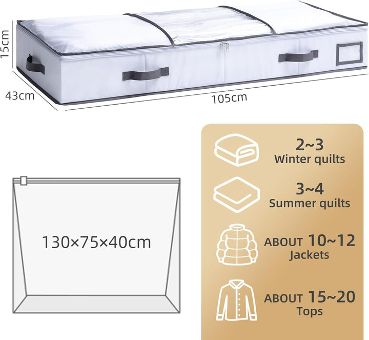 TAILI Vakuum Kleiderbeutel Aufbewahrungsbeutel 105 X 43 X 15 CM 2 in 1 Design Grau und Weiss Vakuumb