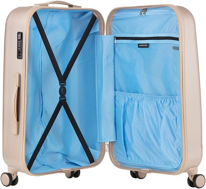 CarryOn Skyhopper TSA Reisekoffer 78cm - Hartschalen Koffer mit OKOBAN Champagner Champagne L, Champ