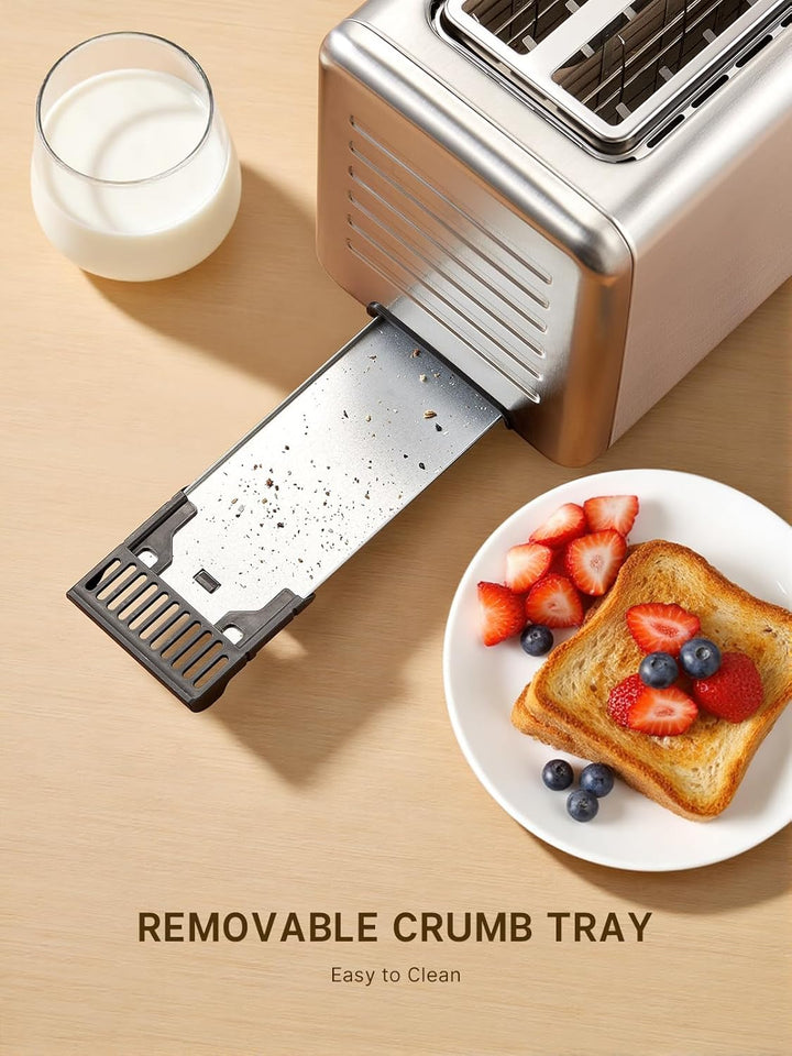 Yabano Toaster 4 Scheiben mit Touchscreen & Memory-Funktion, Single-Slice-Technologie, Timer, Auftau