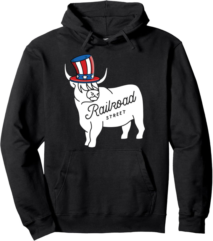Railroad Street Uncle Sam 4th of July bull Pullover Hoodie