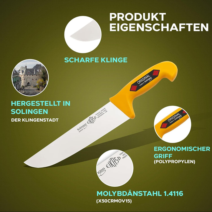 EIKASO Solingen Germany Fleischmesser Blockmesser 40cm Klinge Molybdänstahl 1.4116 aus Solingen Prof