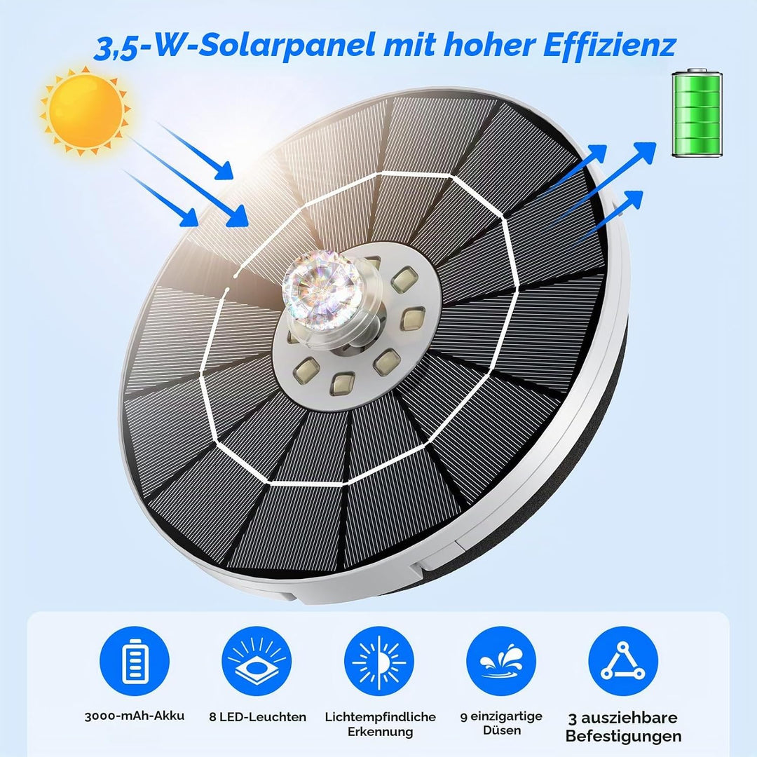 AISITIN 3,5W LED Solar Springbrunnen nur Nachts, mit 3000mAh Akku,Solar Schwimmender Fontäne Pumpe m