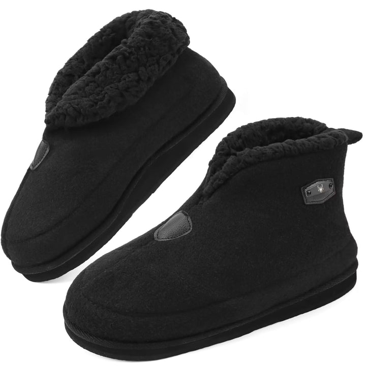 KuaiLu Hausschuhe Boots Herren Winter Filz Hausstiefel Warm Plüsch Flauschige Fell Hüttenschuhe Kusc