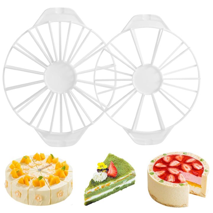 2 Stück Tortenteiler, Verstellbarer Kuchen-Slicer aus Kunststoff für 10/12 &amp; 14/16 Stücke, Schnelles