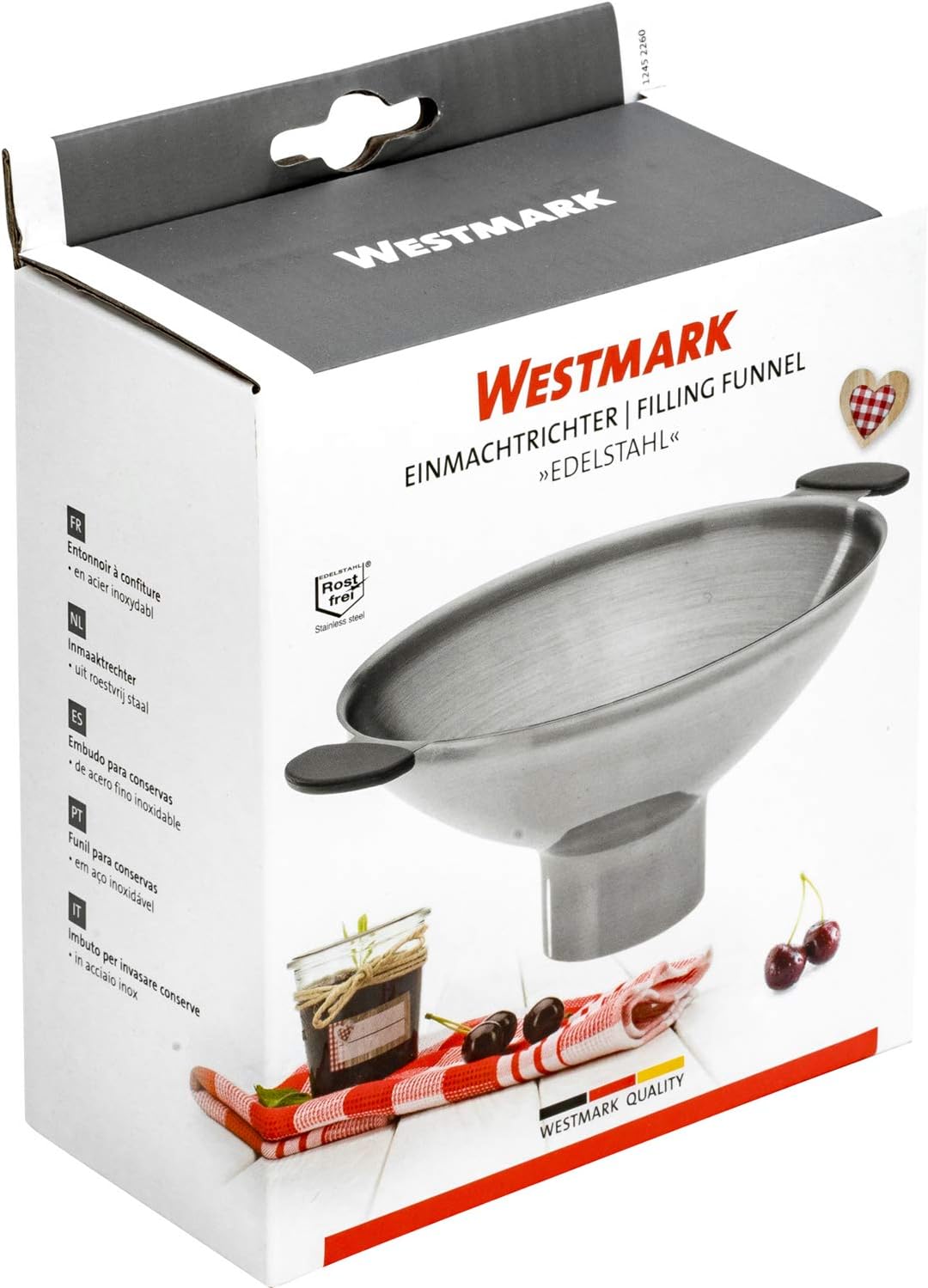 Westmark Einmach-/Marmeladentrichter mit langem Einfüllstutzen, Einfüllstutzen-Durchmesser: 3,8 cm (