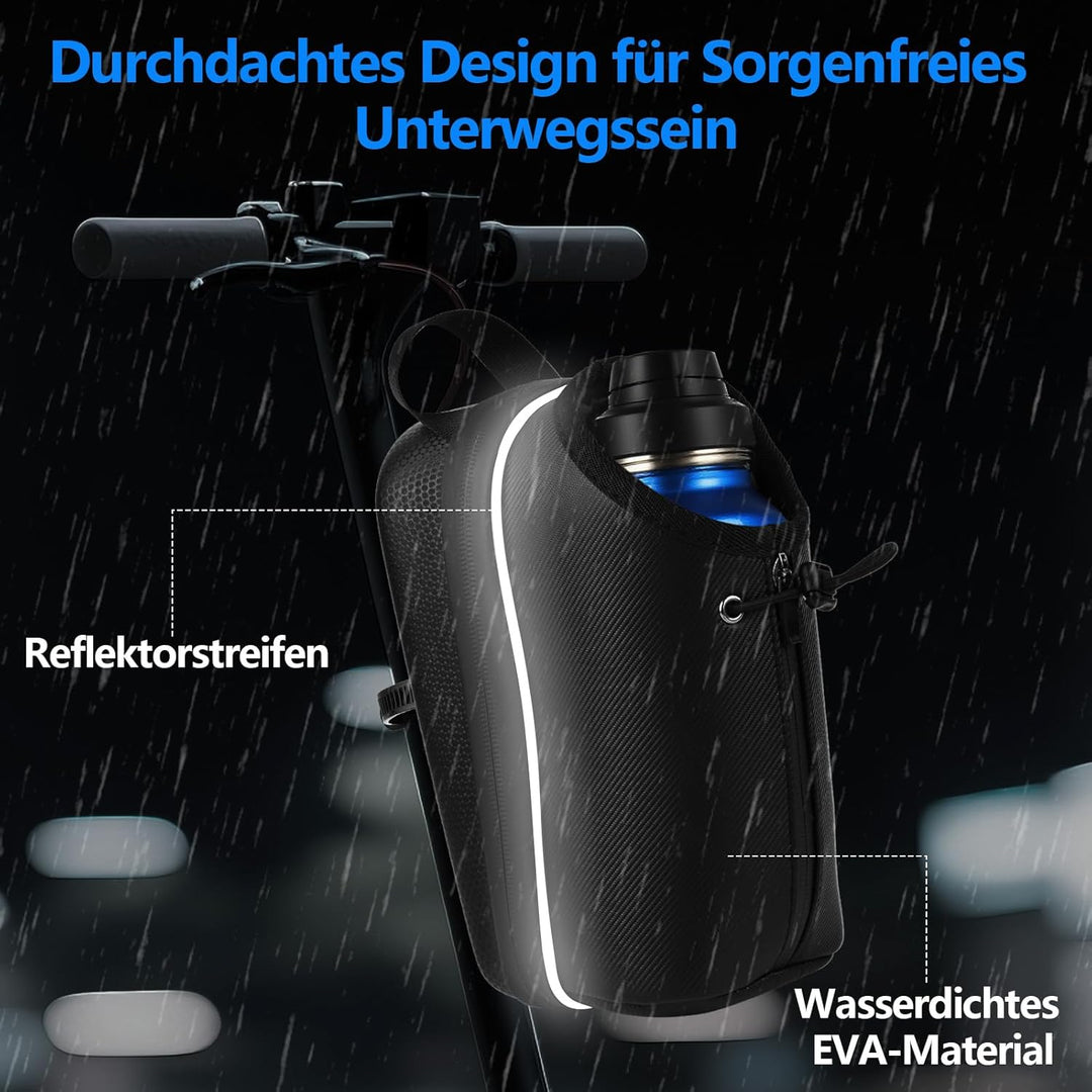 E Scooter Tasche, 2L Grosse Kapazität E Roller Tasche mit Wasserflaschenhalter, Lenkertasche Escoote
