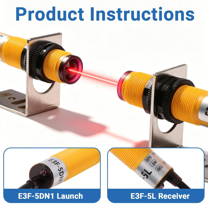 E3F-5DN1-5L kapazitiver sensor, 2 Stück 5m Infrarot Photoelektrischer Sensorschalter Fotoelektrische