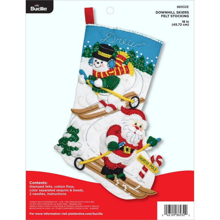 Bucilla Filzstrumpf-Applikation-Set, 45,7 cm, Downhill-Skifahrer
