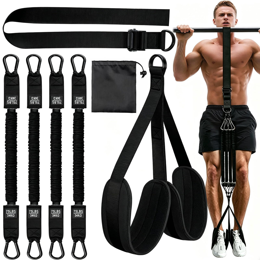 Klimmzug Bänder Set, Klimmzughilfe 75-300lbs mit Verstellbarem Widerstand und Höhe, Pull Up Band für