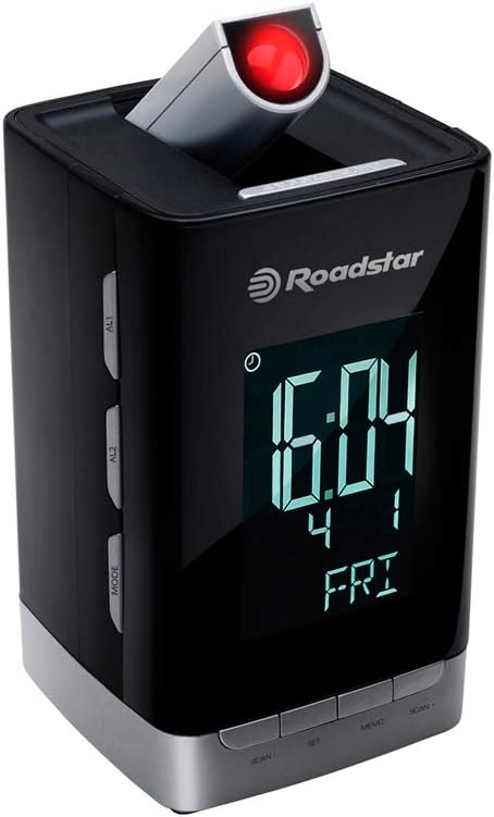 Roadstar CLR-2496P Uhrenradio (Projektion, Kalender, Datum, Batterie-Backup, Dual Weckfunktion)