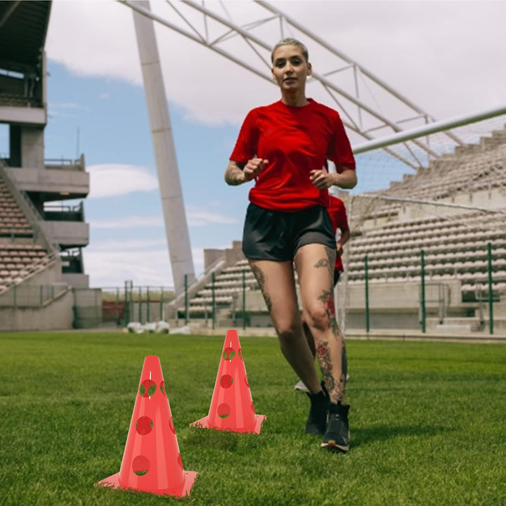 Steckhürdenset 6er mit 12 Rot Kegel und 6 Gelb Stangen,Höhenverstellbar Agility Training für Kinder