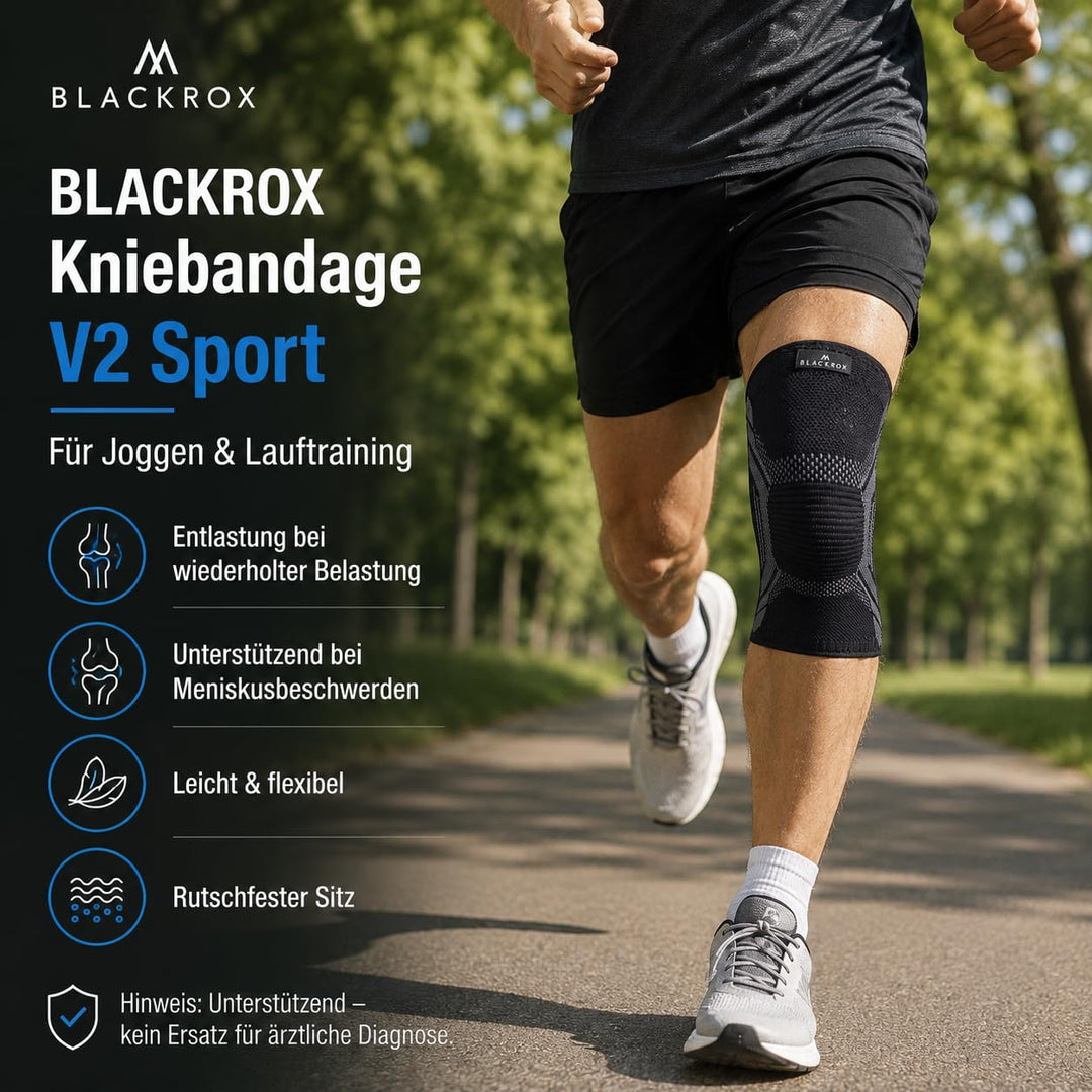 BLACKROX Kniebandage Sport Vergleichssieger Kompressions Knie Bandage, Sportkniebandage, Sport Fussb
