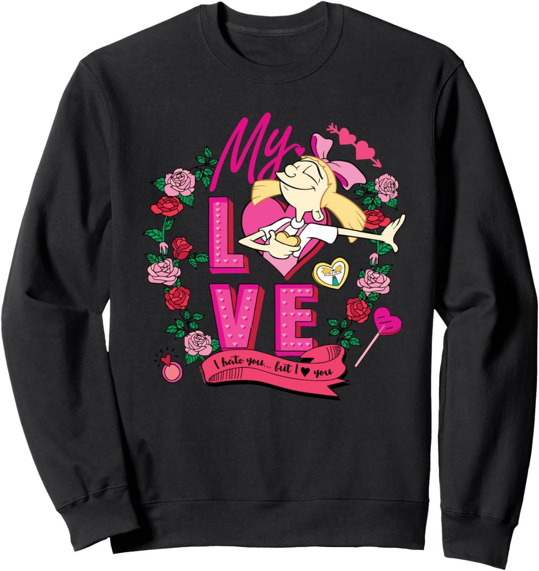 Hey Arnold! Valentine's Day Helga, I Hate You But I Love You Sweatshirt