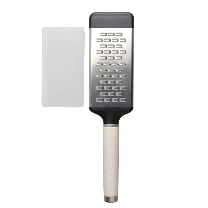KitchenAid Käsereibe, 2-seitige Reibe aus geätztem Edelstahl mit mittelfeinen Reibelöchern – Almond