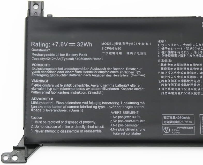 7XINbox 7.6V 32Wh B21N1818 B21N1818-2 B21BnEH Laptop Akku Ersatz für Asus VivoBook 15 X512DA X512DK
