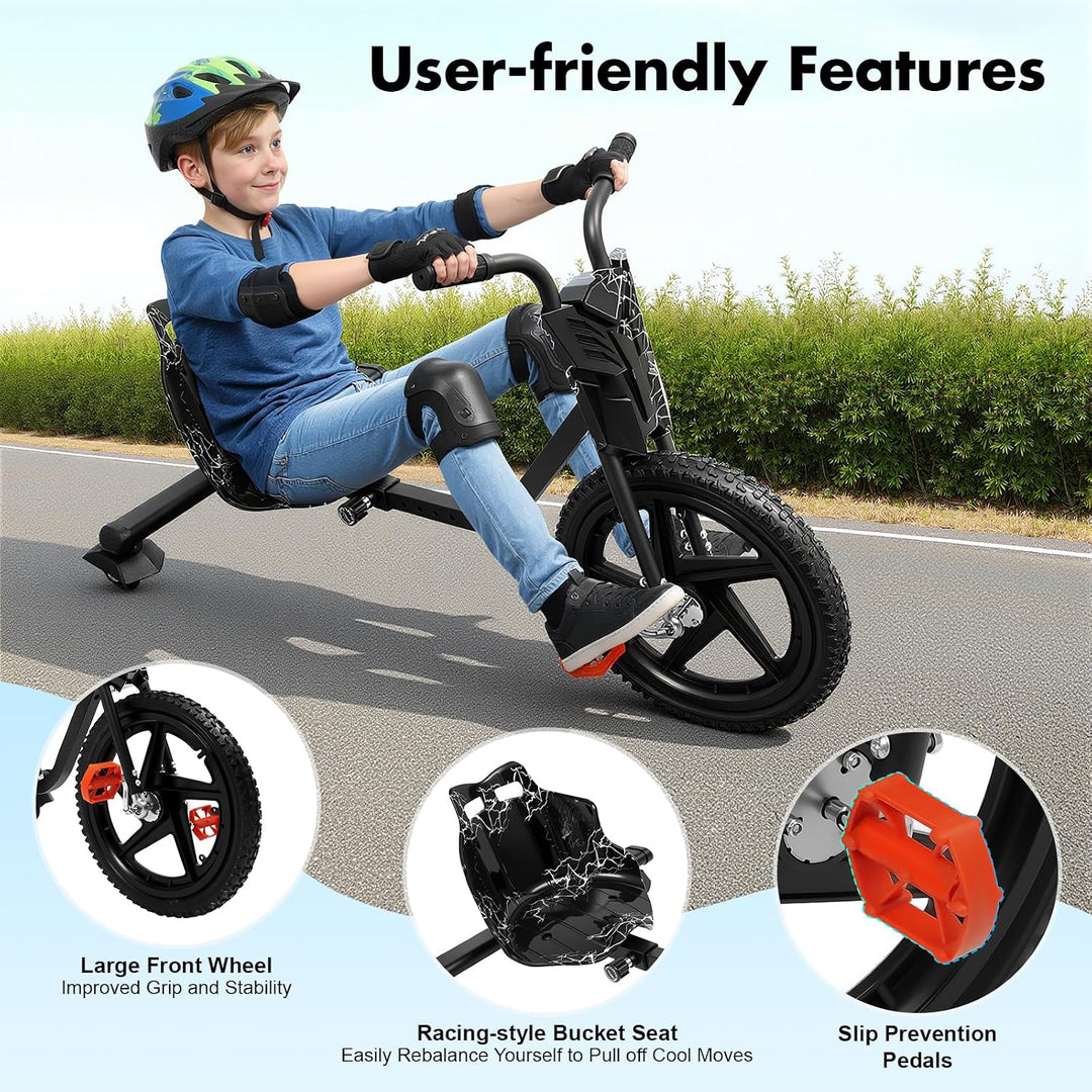 Drift Scooter, Kinder Drifts Scooter mit Pedale, 360° Driftt Cart, Verstellbarer Drifts Trike, Kinde