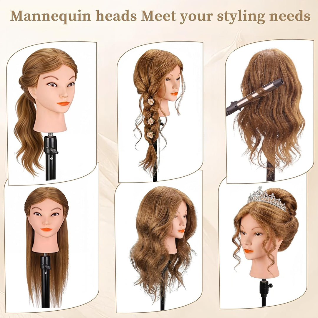 Frisierkopf Echthaar, TopDirect 18 Zoll 45 cm Übungskopf 100% Echthaar Cosmetology Mannequin Puppenk