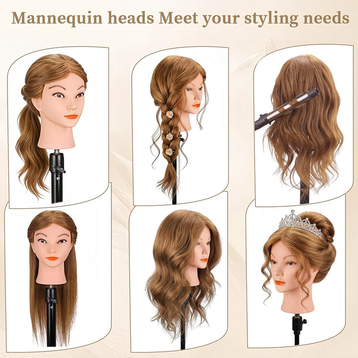 Frisierkopf Echthaar, TopDirect 18 Zoll 45 cm Übungskopf 100% Echthaar Cosmetology Mannequin Puppenk