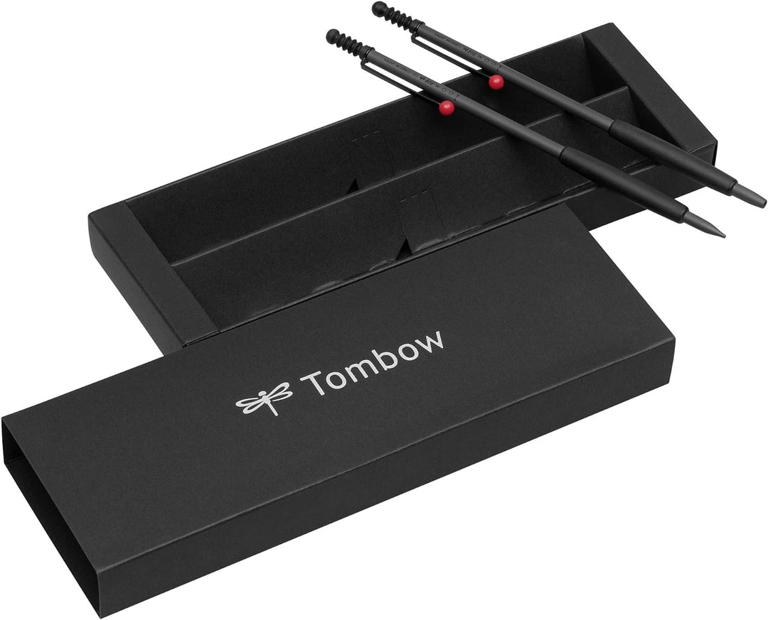 Tombow PLZ-211-1 Schreibgeräteset Zoom 707 Kugelschreiber mit Druckbleistift, grau/schwarz/rot, grau