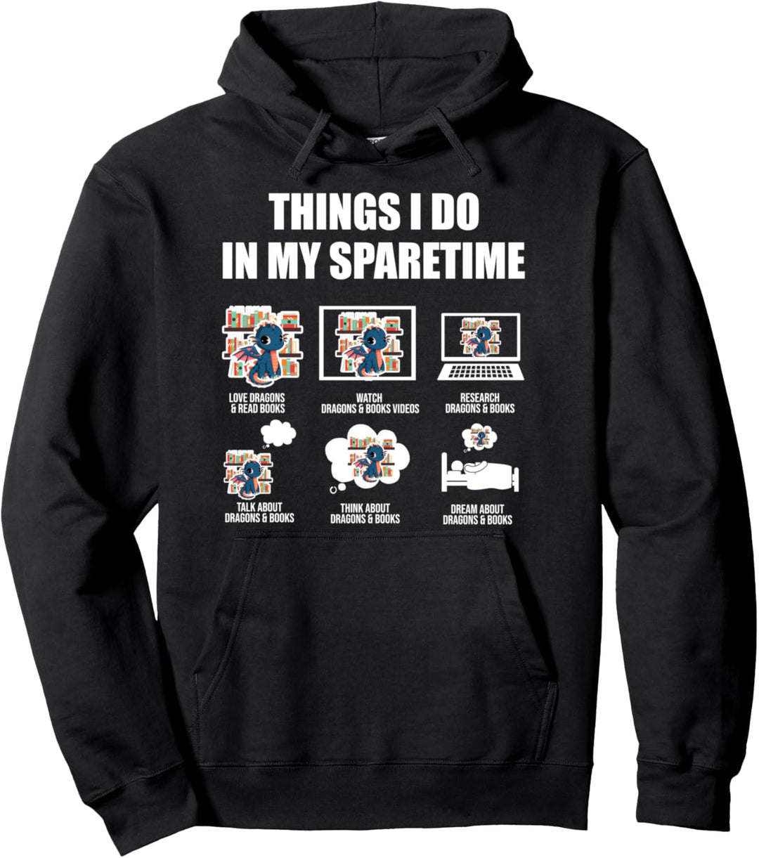In Sparetime Love Dragons & Books Dragon Pullover Hoodie