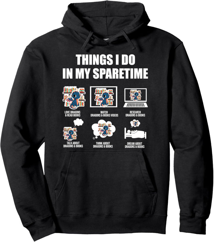 In Sparetime Love Dragons & Books Dragon Pullover Hoodie