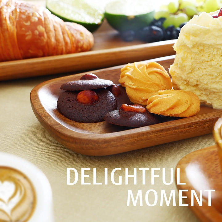 hecef Deko Tablett Set, 3 Stück Servierplatten Holz mit Gerillter Lippe, 33 * 11,5 * 0,8cm Servierta