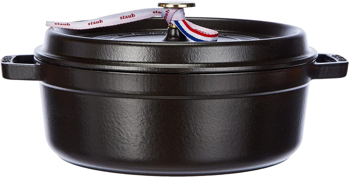 STAUB Gusseisen Bräter/Cocotte, Rund &amp; Flach, 26 cm, 4 L, Aromaregen Funktion für optimale Befeuchtu