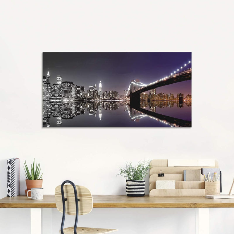 ARTland Glasbilder Wandbild Glas Bild einteilig 60x30 cm Querformat USA New York Skyline Nacht Städt