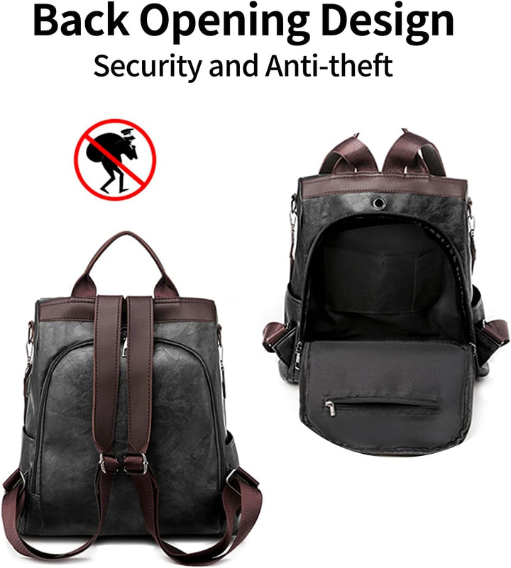 JSNOM Damen Rucksack Leder Casual Anti-Diebstahl: Rucksack Damen Kleine Elegante Wasserdichte Daypac