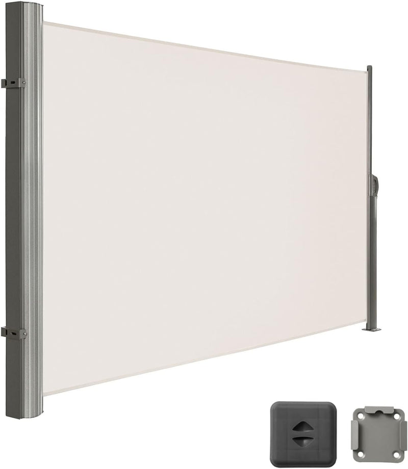 LARMNEE Alu-Seitenmarkise, ausziehbar, 160 x 300 cm, Sichtschutz, Sonnenschutz, Blickdicht, Seitenro