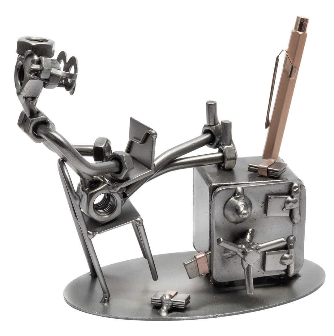 STEEMO Schraubenmännchen Büro Tresor Schreibtisch-Deko Stifthalter 16x8x14 cm