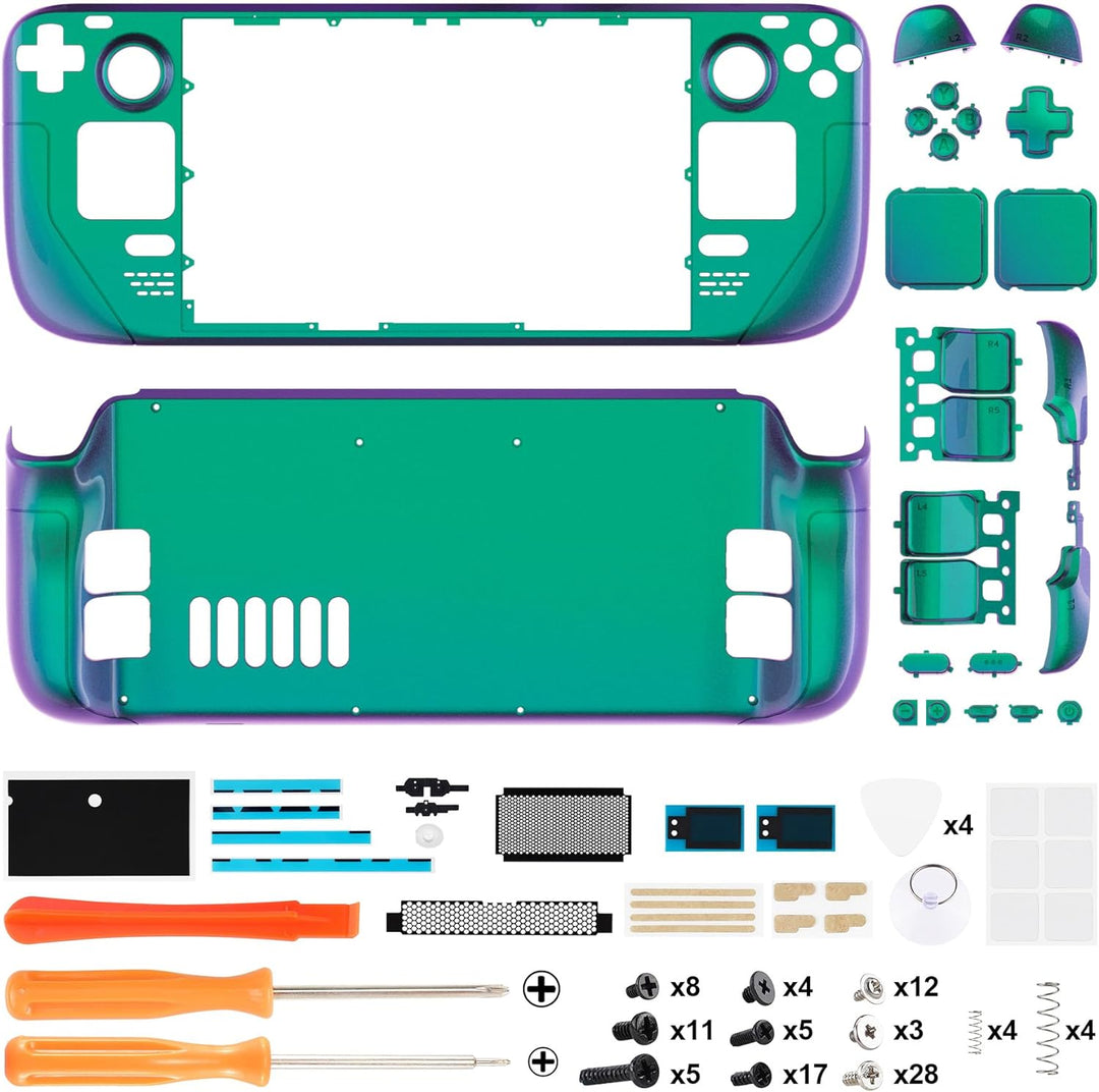 eXtremeRate Ersatz Front/Rückplatte &Tasten Set für Steam Deck, Matt DIY-Full Gehäuse Case/Trigger D