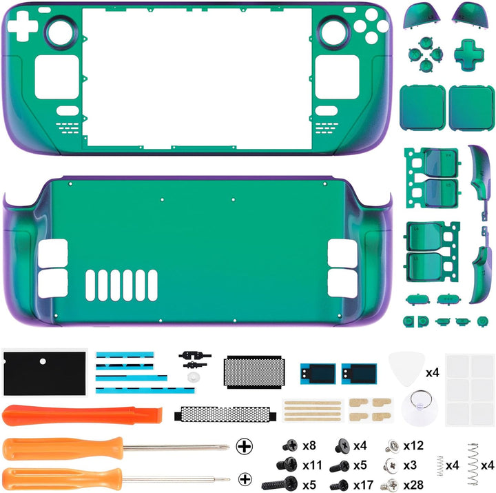 eXtremeRate Ersatz Front/Rückplatte &Tasten Set für Steam Deck, Matt DIY-Full Gehäuse Case/Trigger D