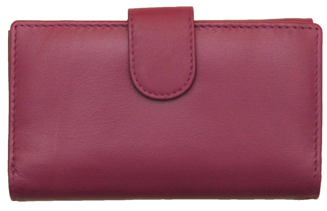 FELDA RFID-Damen-Geldbörse, echtes Leder, Mehrfarbig, weiche Kreditkarten-Geschenkbox Purse Weinrot,