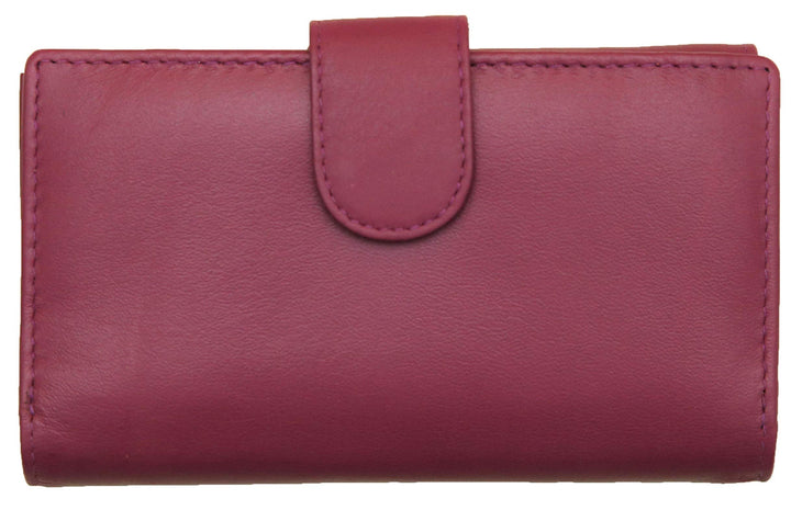 FELDA RFID-Damen-Geldbörse, echtes Leder, Mehrfarbig, weiche Kreditkarten-Geschenkbox Purse Weinrot,