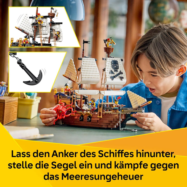 LEGO Creator Legendäres Piratenschiff Spielzeug - Modellbau mit 2 Bauoptionen - Burg oder 2 Zwilling